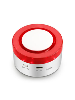 Alarma Inteligente de Sirena WiFi USB, Sensor de Alarma de Sirena inalámbrica Inteligente 120dB Sirena Alarma y Chime, Blanco con luz estroboscópica, aplicación remota controlada